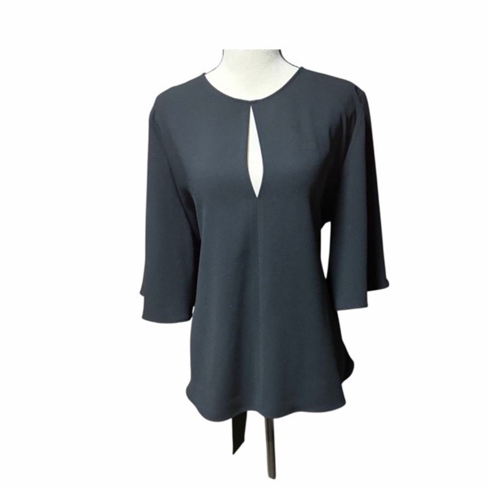 Zara Bell Sleeve Tie Back Black Blouse